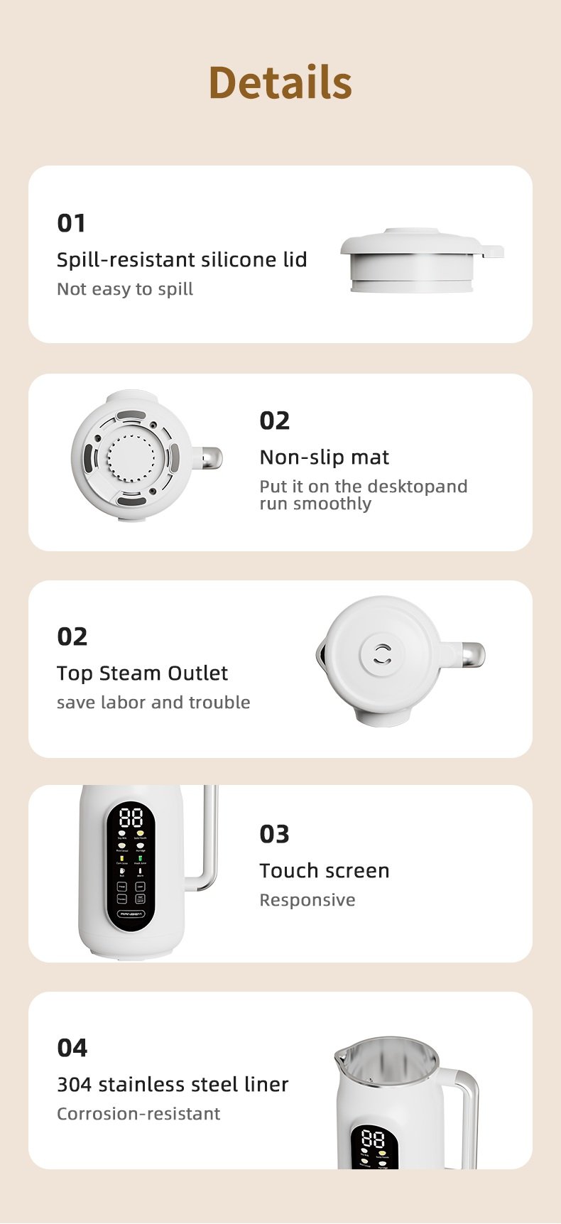 Heavy duty stainless steel blades and interior