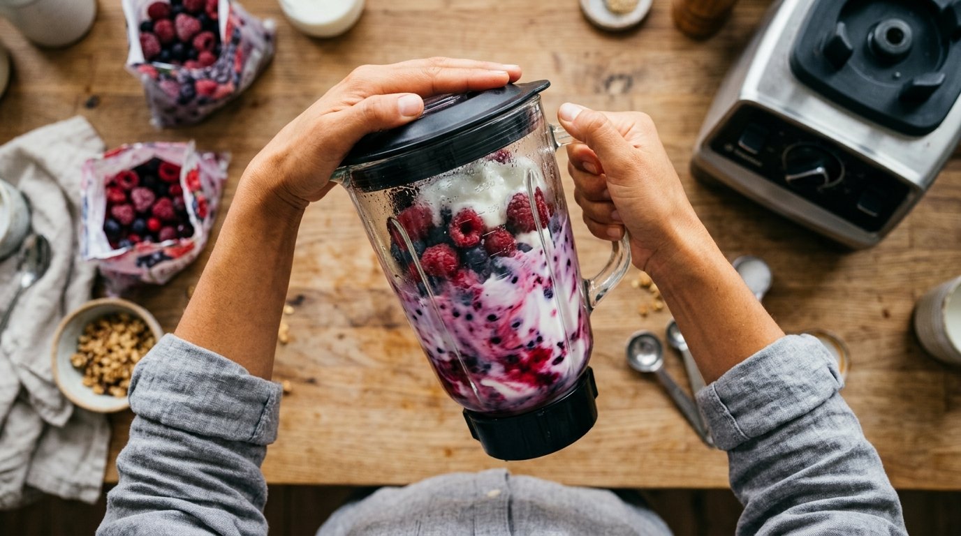 pulse and shake technique for home blender frozen fruit smoothie
