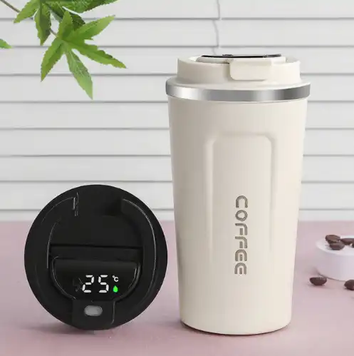 Temperature display coffee thermos cup