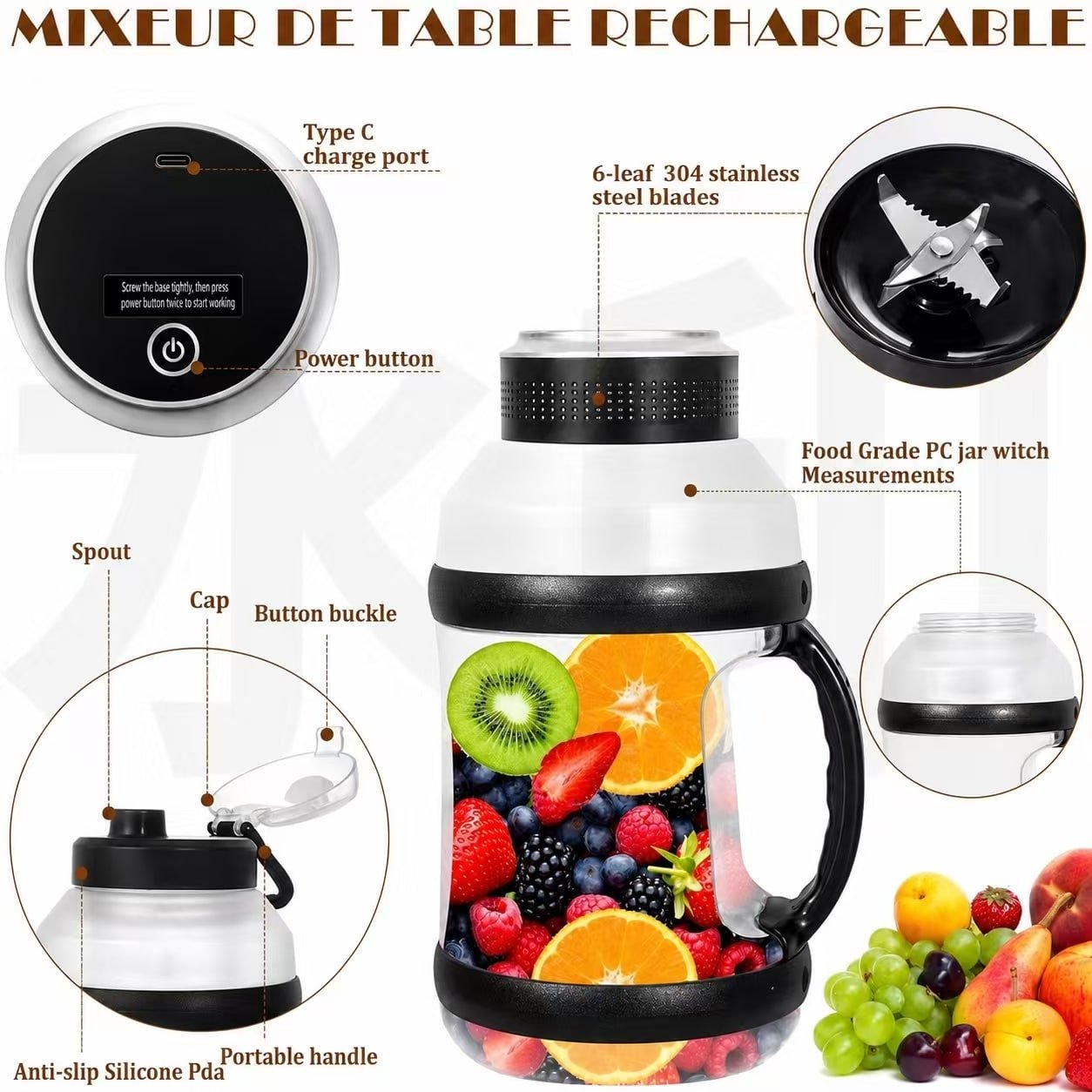 6 pieces of 2000ml portable juicer - 图片 4