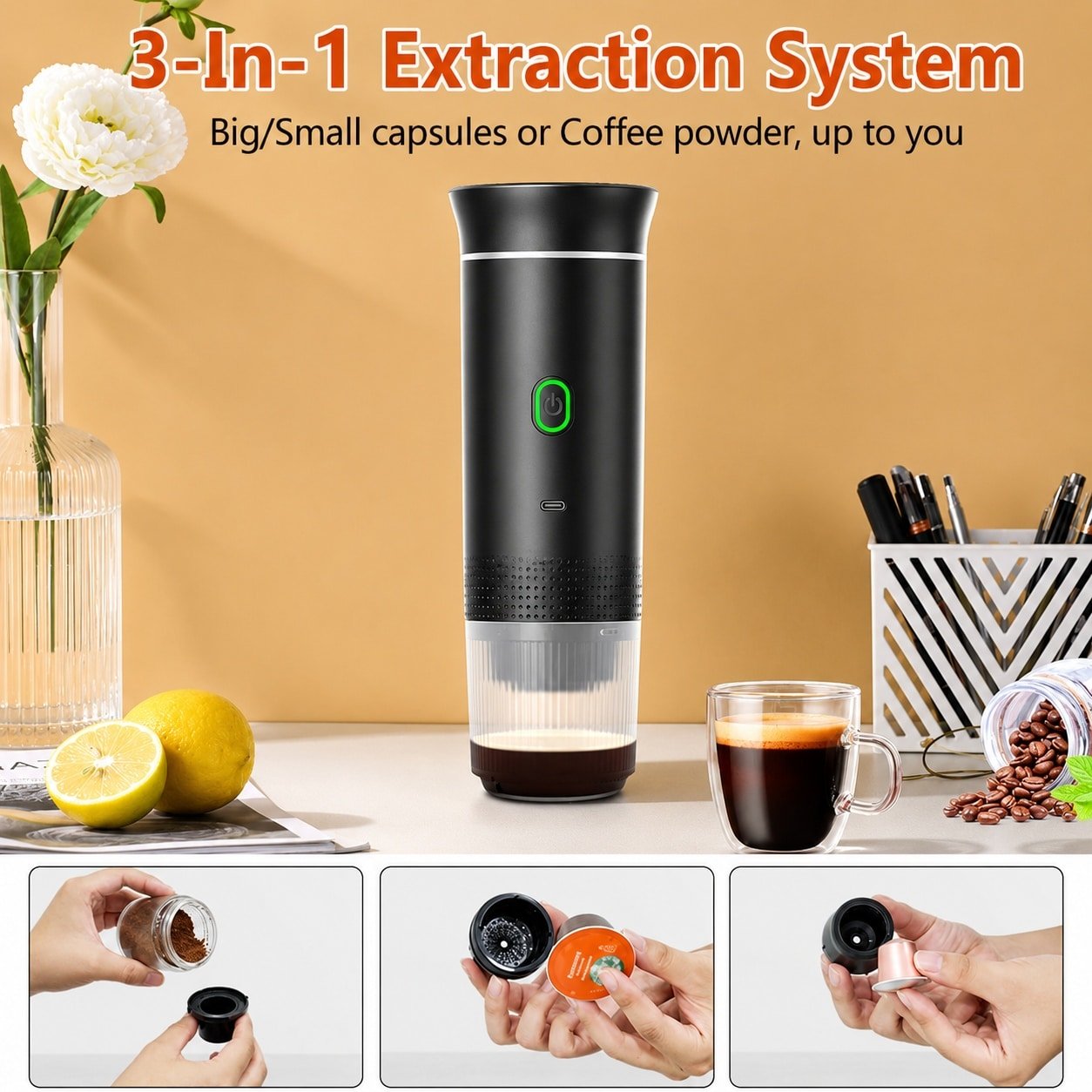 Self-Heating Portable Coffee Maker