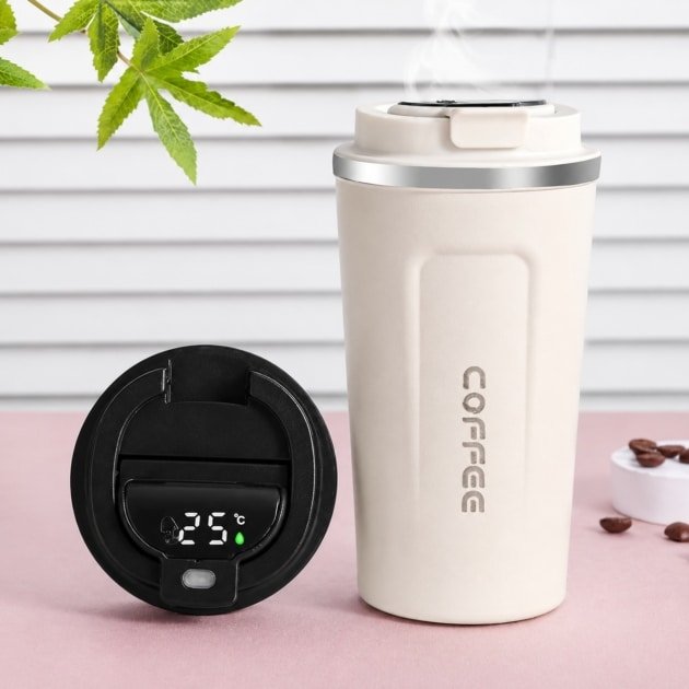 Temperature display coffee thermos cup