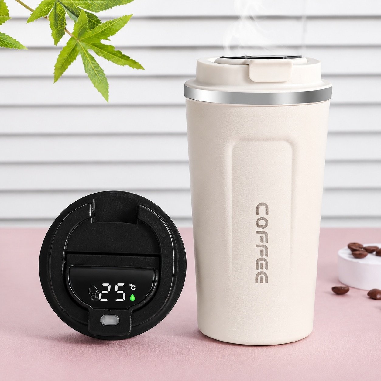 Temperature display coffee thermos cup